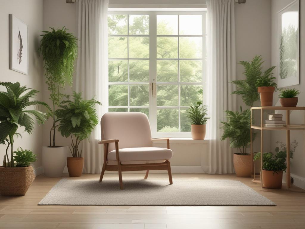 A serene detox center interior with soft lighting, featuring a