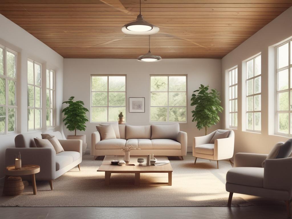 A warm and inviting detox center interior, veterans in a