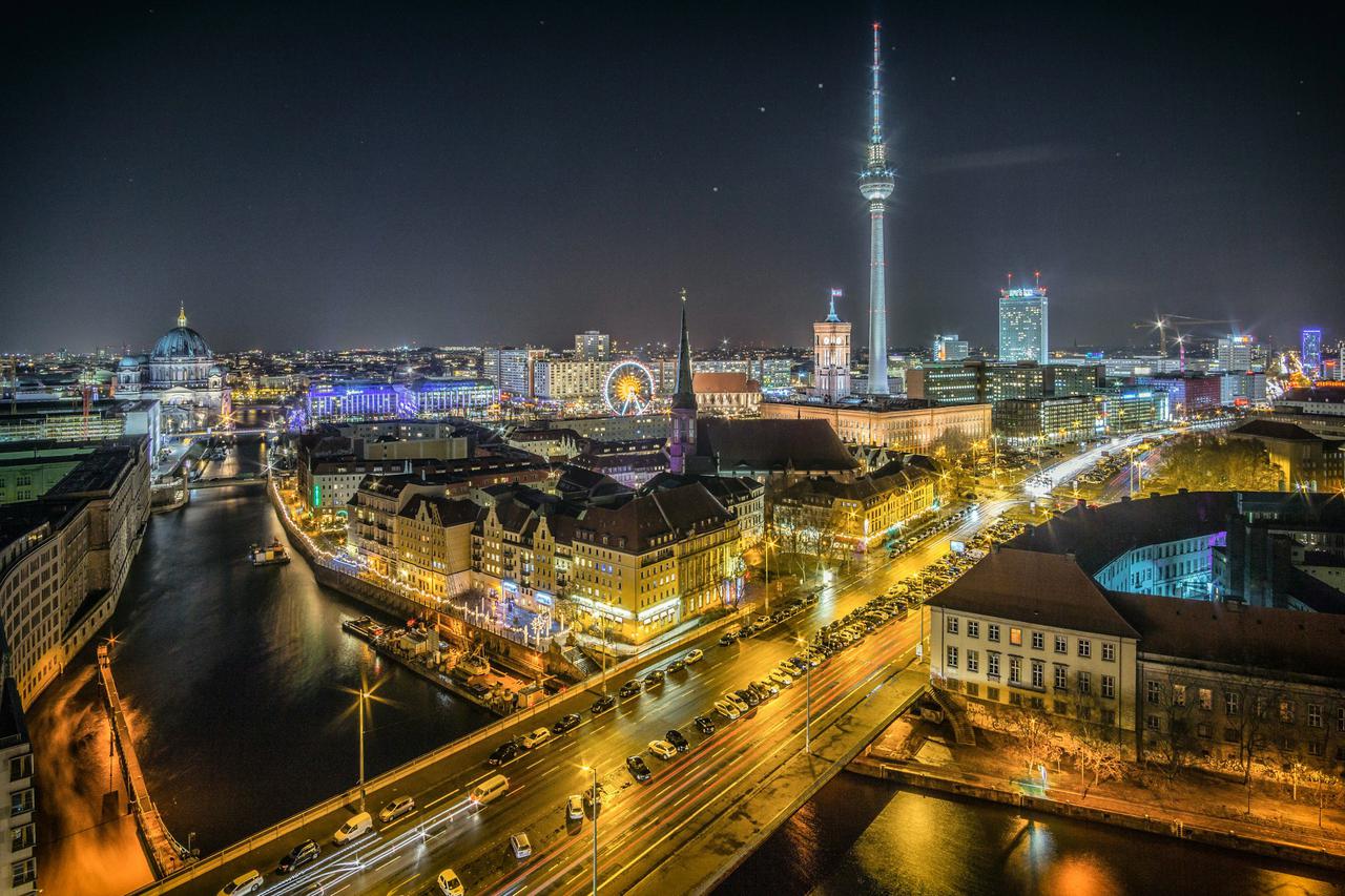 View over the River Spree to Nikolaiviertel and Alexanderplatz
