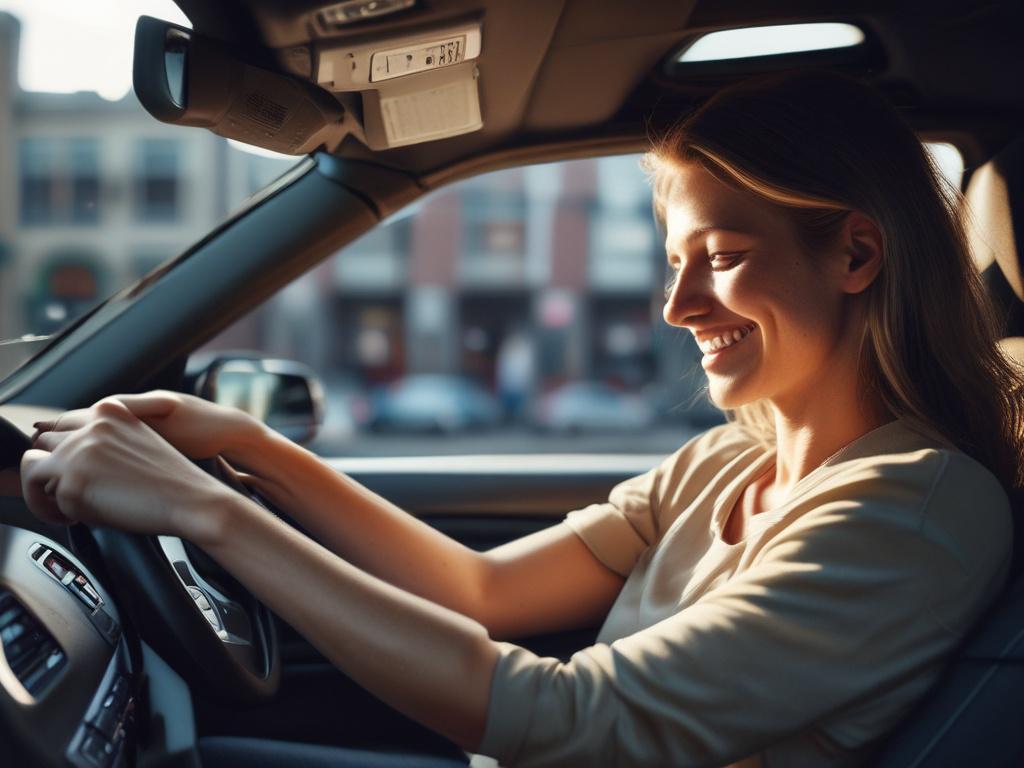 A close up shot of a driver sitting in a