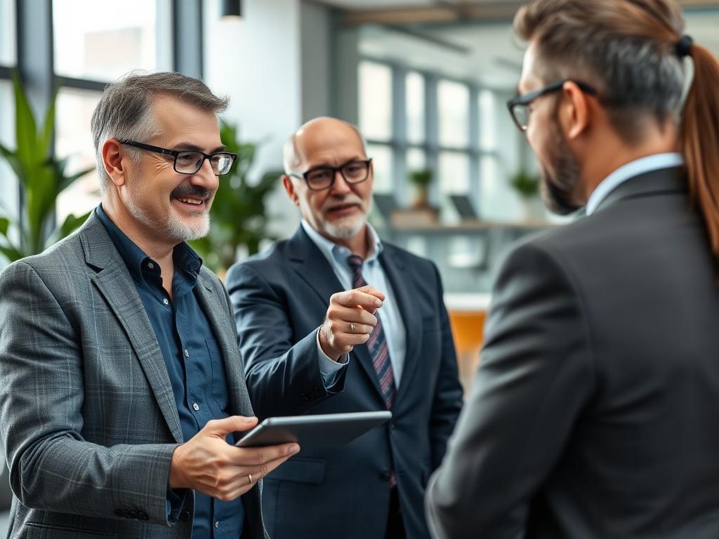 A close up shot of a confident financial advisor discussing