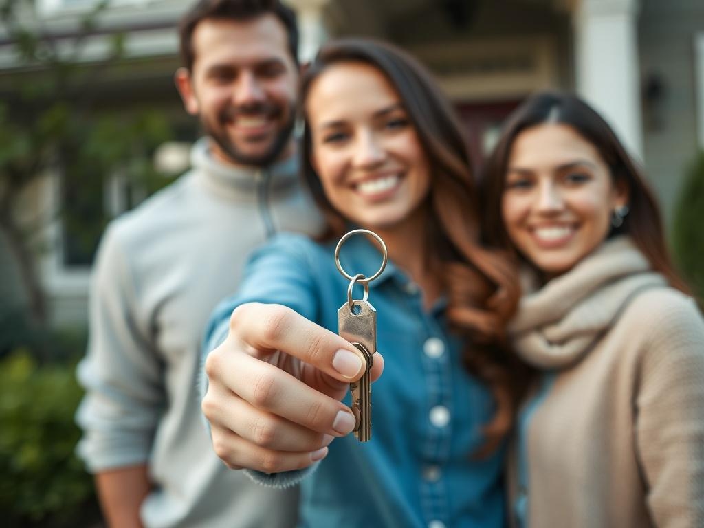 A close up shot of a smiling couple holding a