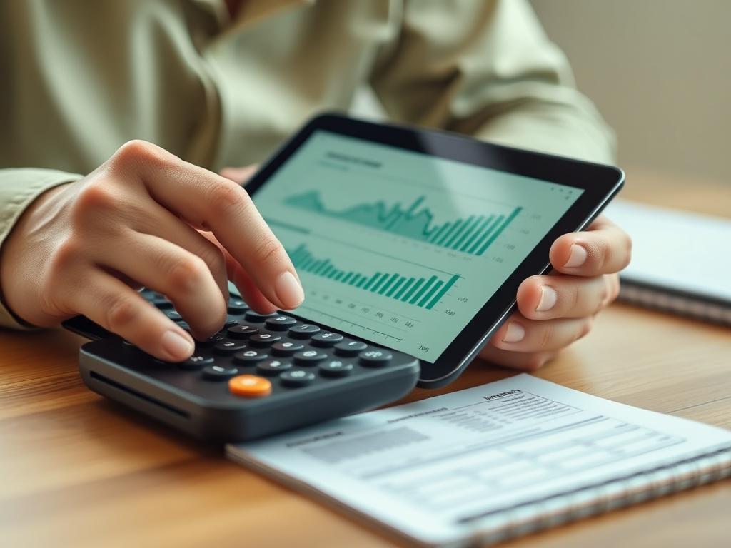 A close up shot of a person analyzing mortgage rate