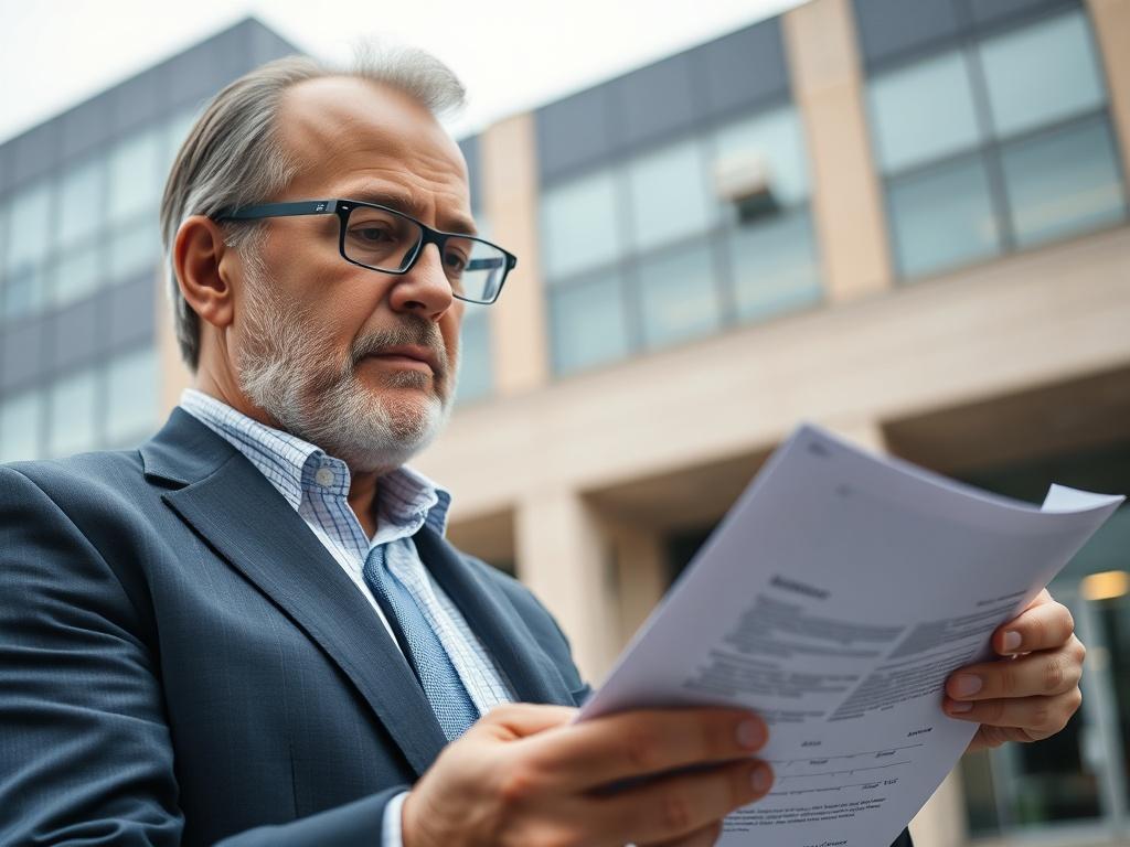 A close up shot of a business owner reviewing mortgage