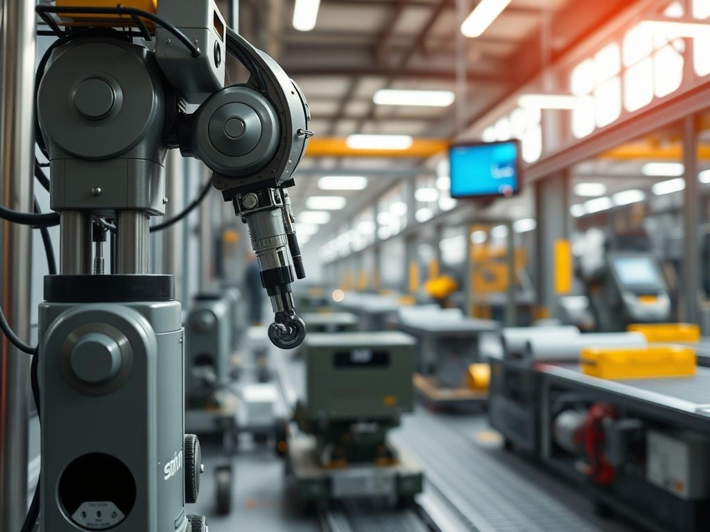 A close up shot of a factory floor where AI