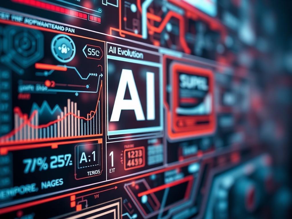 A close up shot of a futuristic interface displaying AI