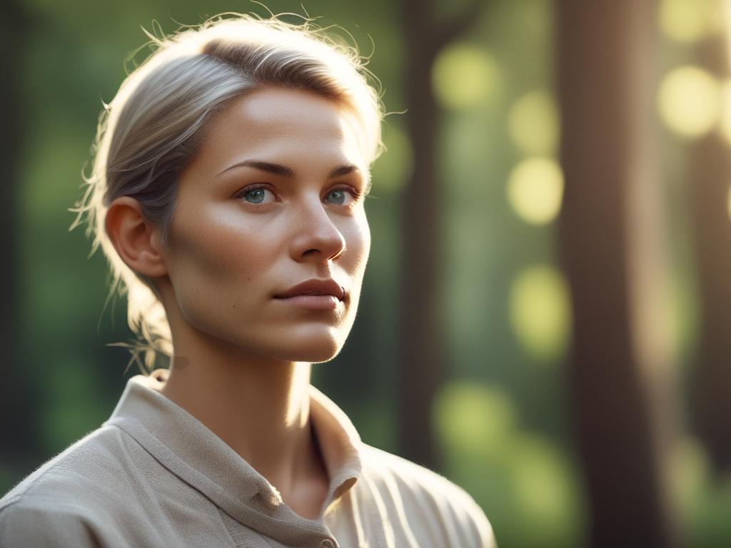 a confident individual standing tall, soft light illuminating their face,