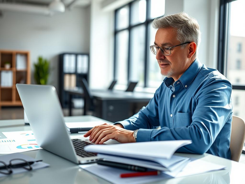 A close up shot of a business consultant working on