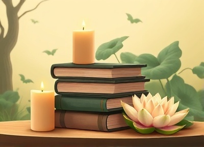 Books and candles illustration