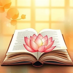 Decorative book and lotus illustration