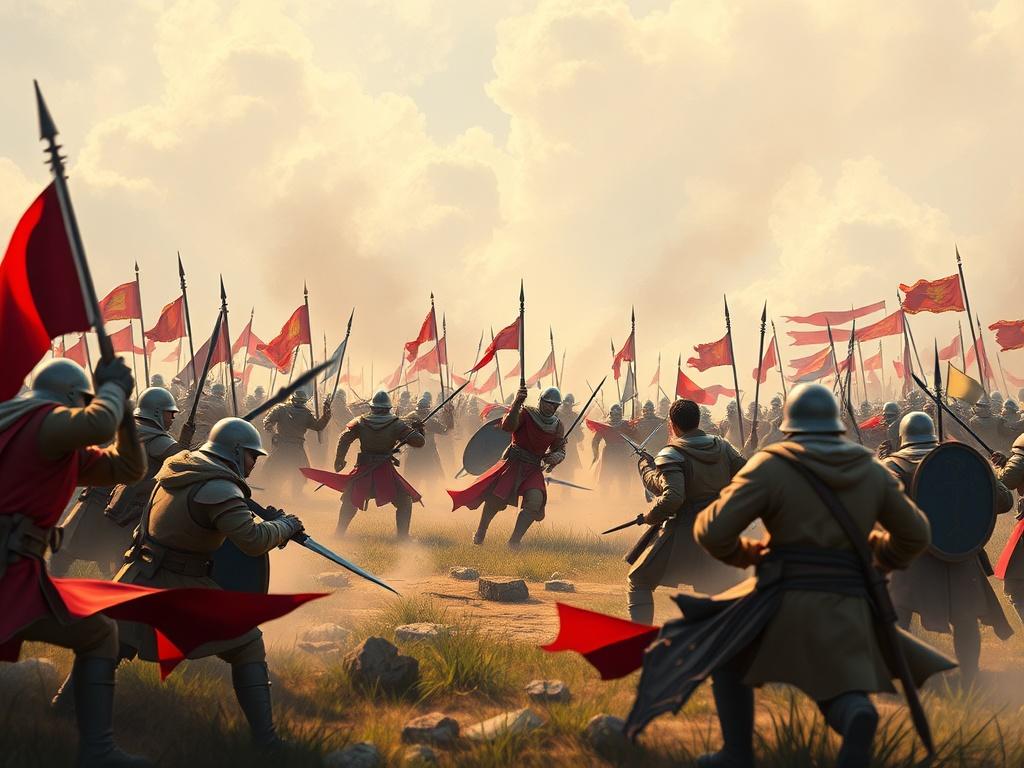 A dynamic scene depicting the War Phase in Empire 15, featuring players in action on a battlefield, showcasing strategy and teamwork under pressure.