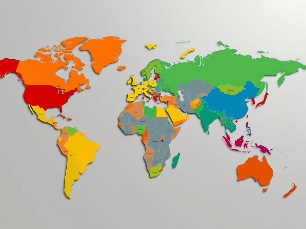 A realistic high resolution image of a global map with