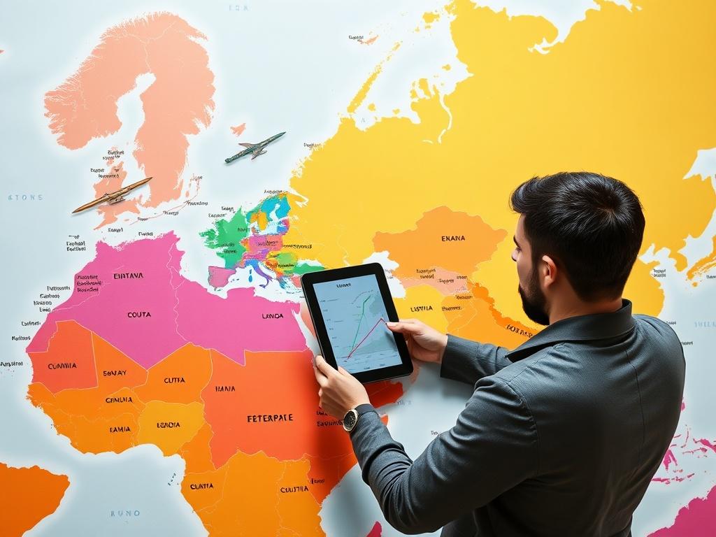 A detailed map of a fictional world with bright colors,