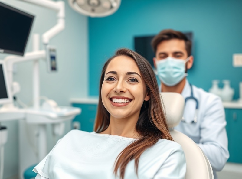 Modern dental clinic with smiling patient