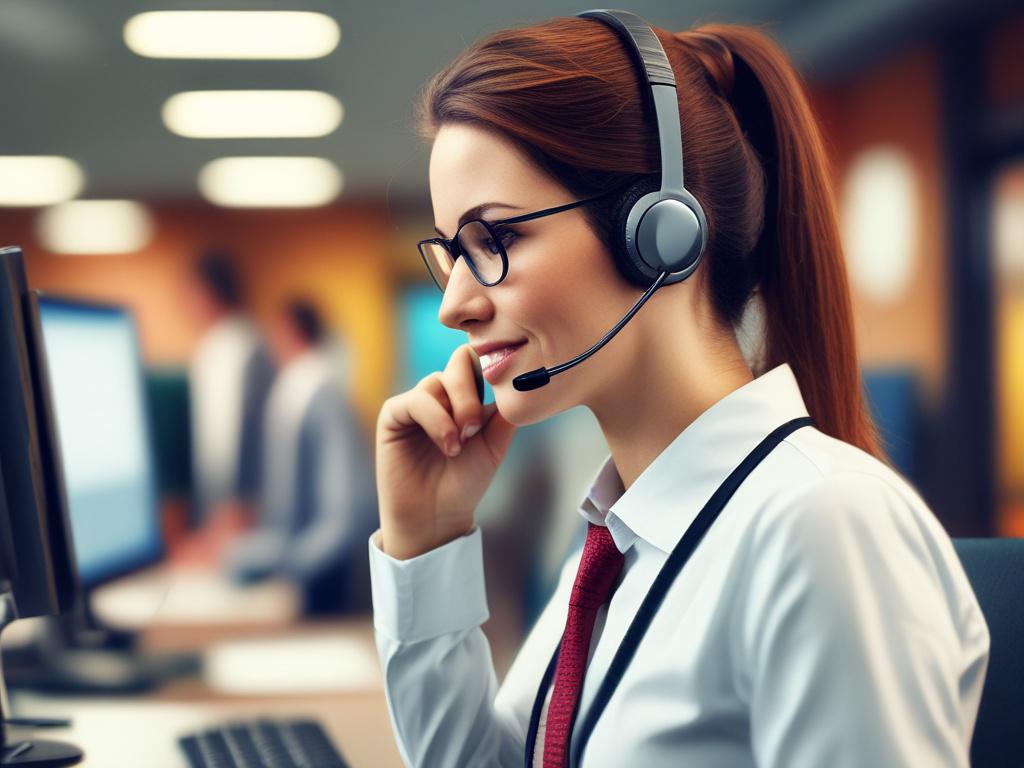 high resolution of a customer service representative on a call,