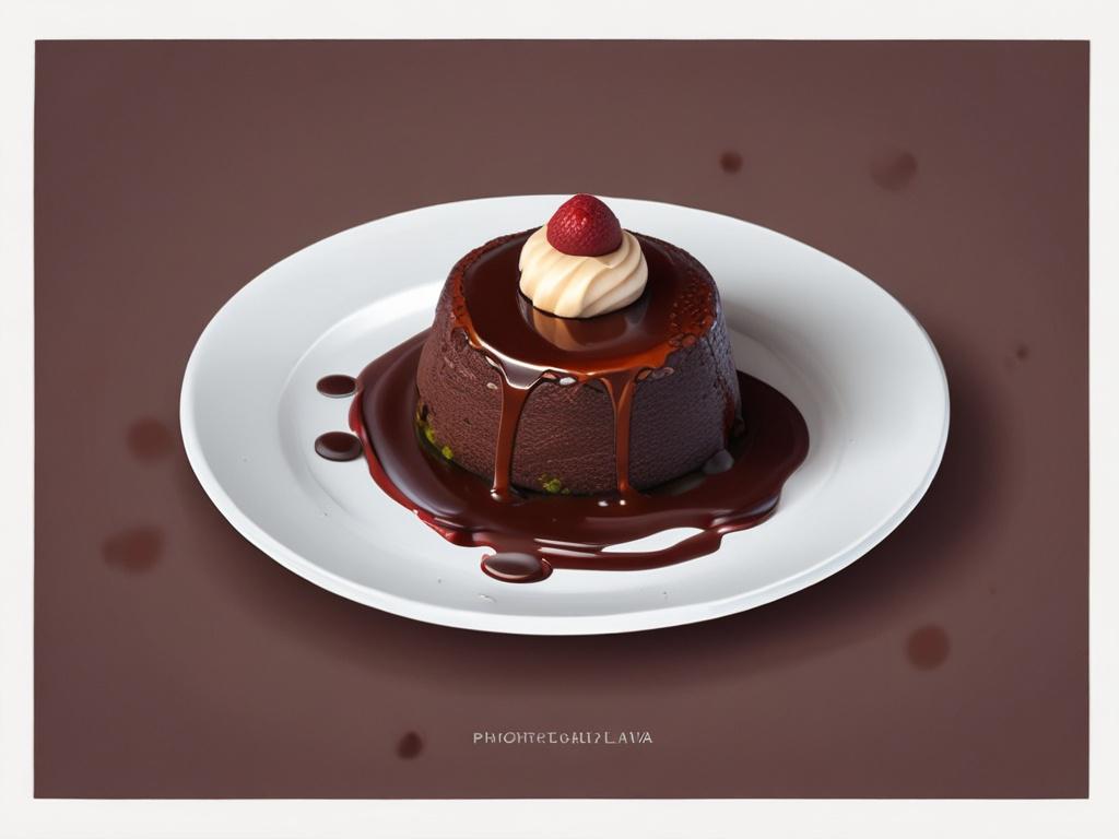 a molten chocolate lava cake with ice cream on a