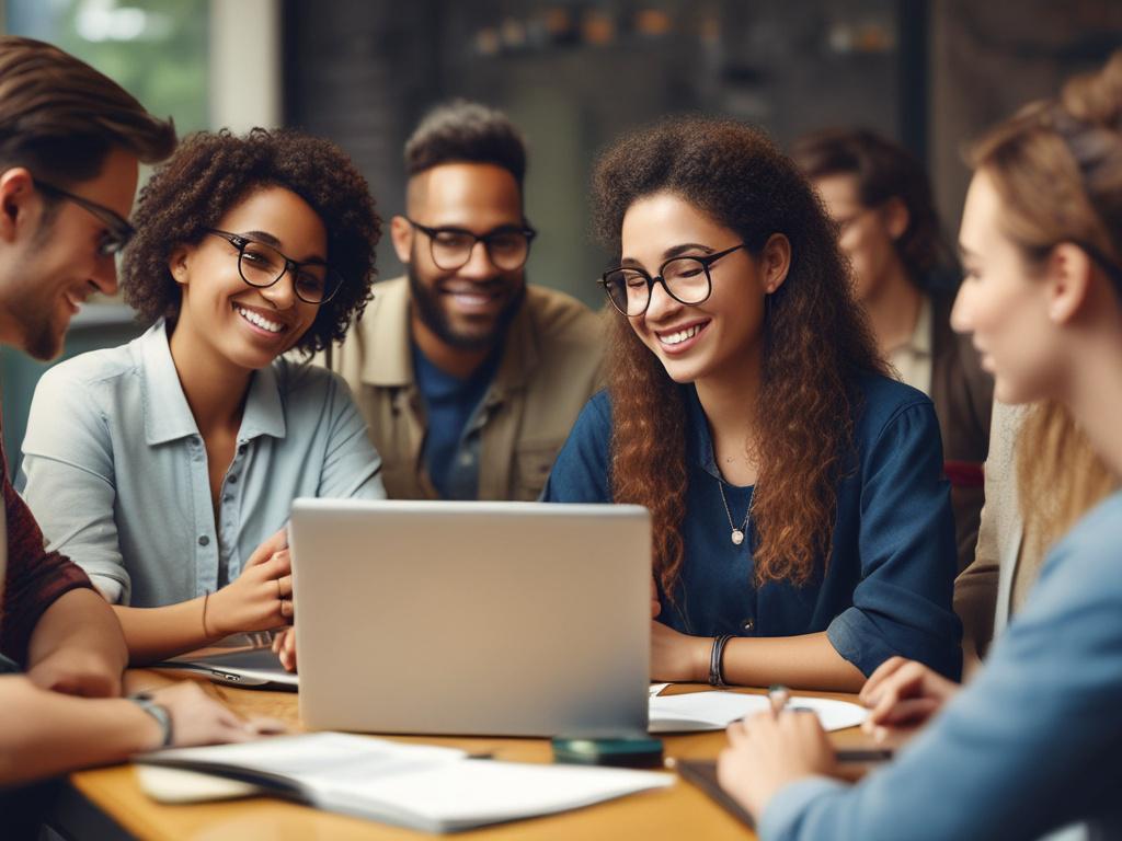 A vibrant image showing a diverse group of people engaged