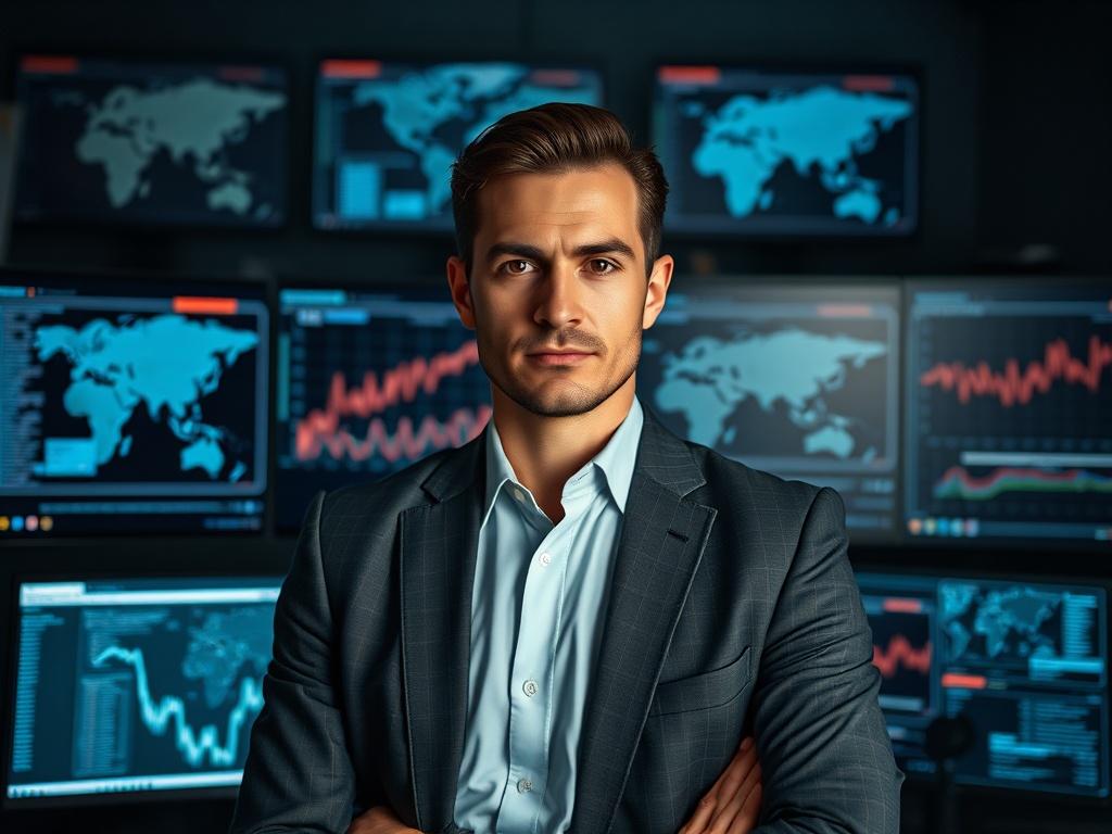 Create a realistic high-resolution photo that reflects the theme of the blog titled "Justice Department unveils new charges in alleged Russia-backed cyberattacks." 

**Composition**: The image should feature a single subject, a determined male or female cybersecurity expert in professional attire, standing confidently in front of a sleek, modern computer workstation. The composition should be simple and clear, emphasizing the subject as the focal point.

**Subject Matter**: The cybersecurity expert, appeari