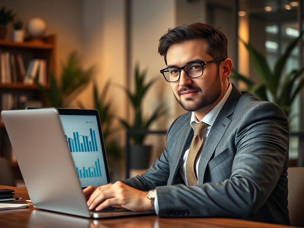 A close up shot of a confident professional in a