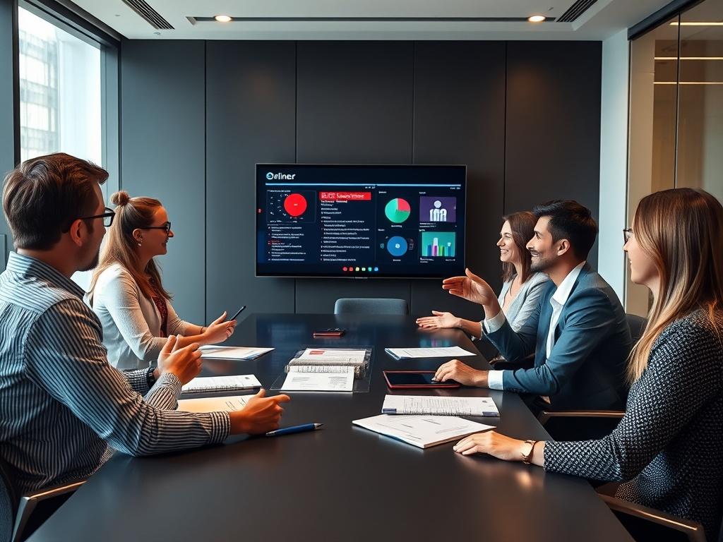 A close up shot of a diverse group of professionals