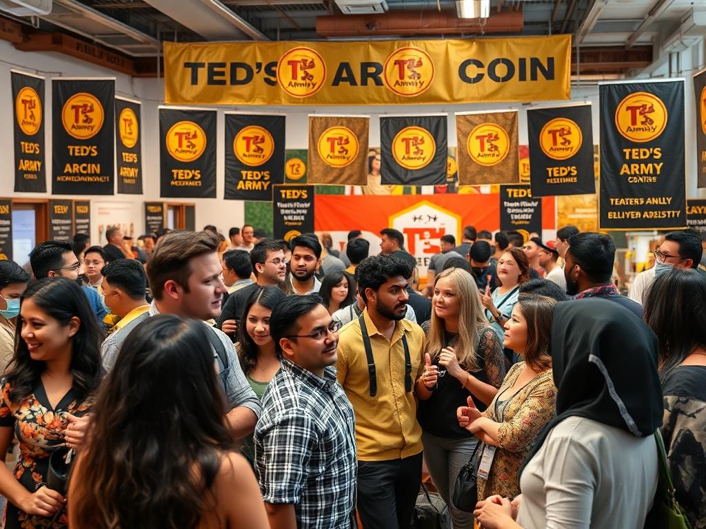 A vibrant community event featuring diverse groups of people engaged