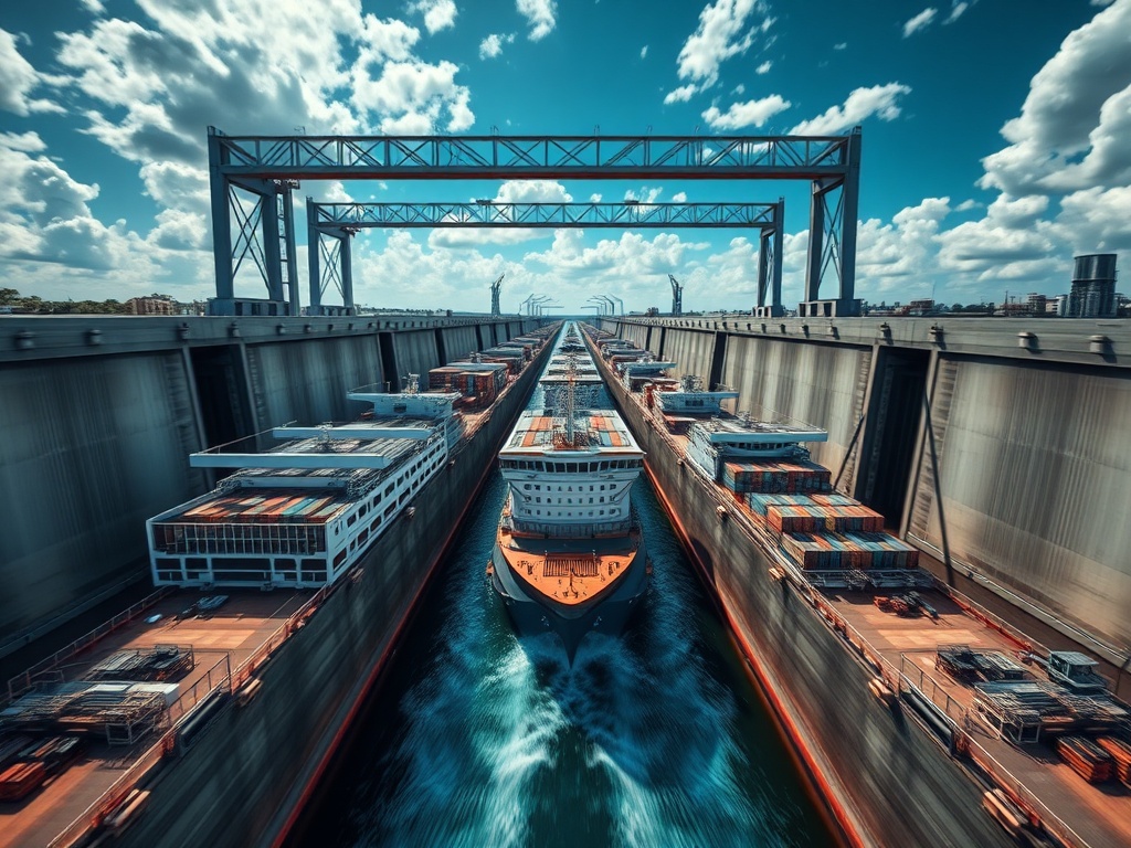 Timelapse animation of ships transiting through the Panama Canal