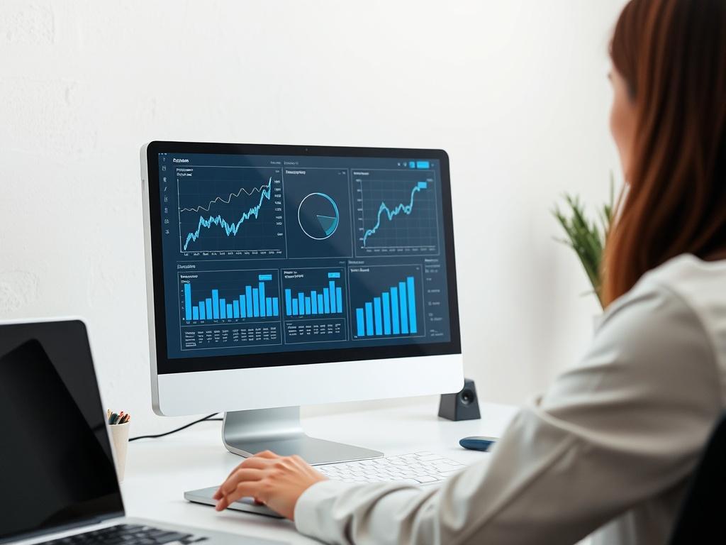 A professional image showcasing a person analyzing data on a