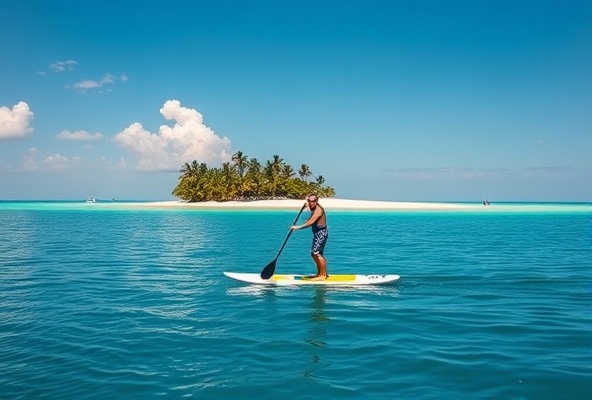 Paddleboarding on tropical waters