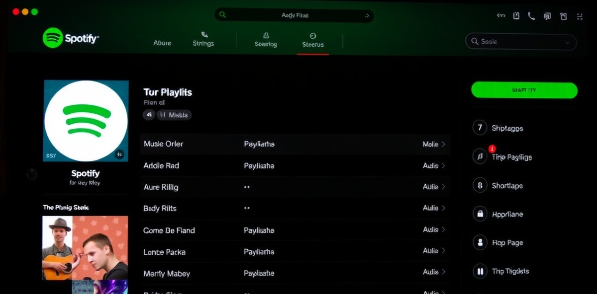 Spotify music streaming platform with album artwork and modern digital interface