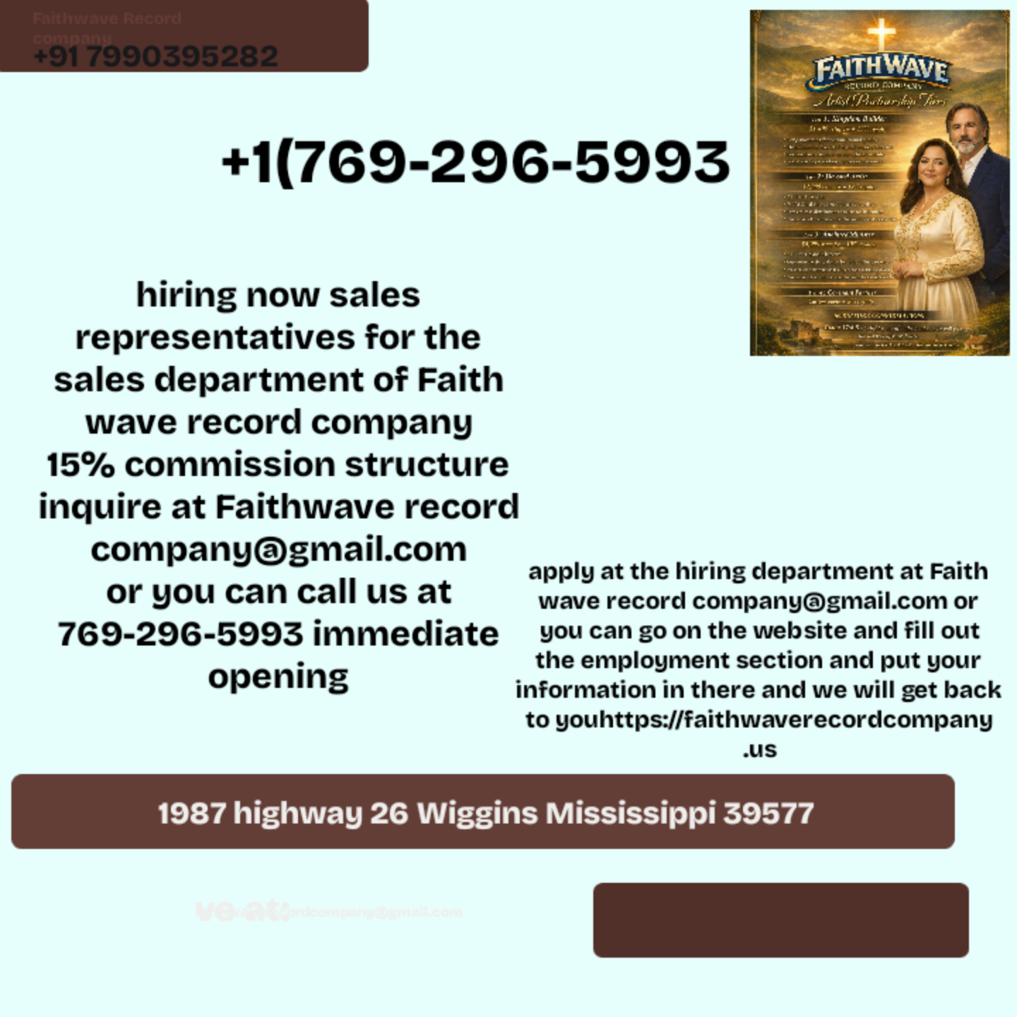 Faith Wave Record Company Hiring - Sales Agents Wanted