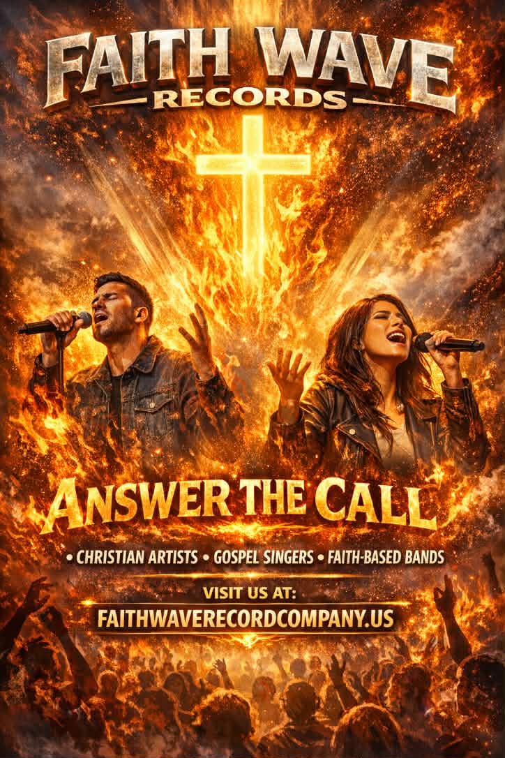 Promotional advertisement featuring Faith Wave services and offerings