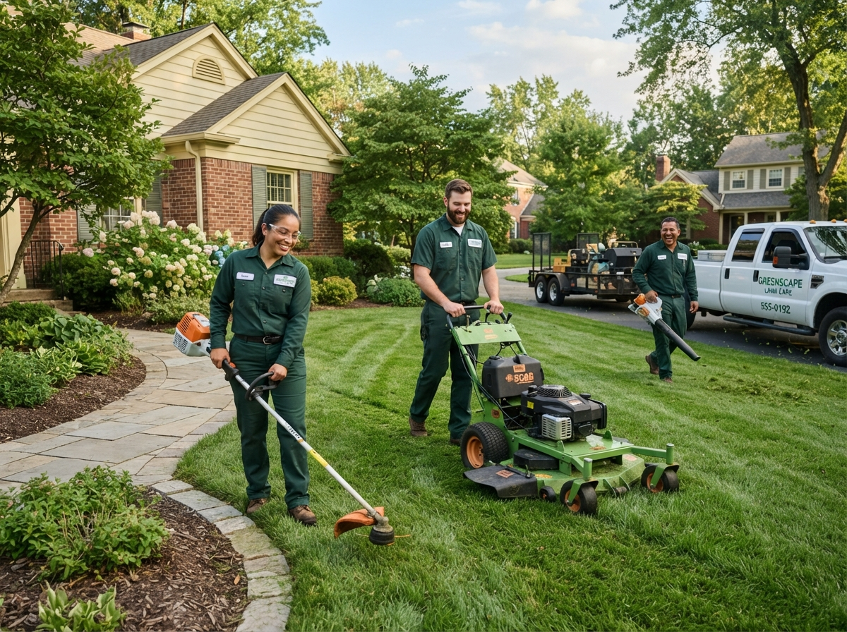 Professional lawn care team