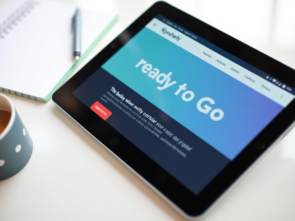 A close up shot of a ready to go website