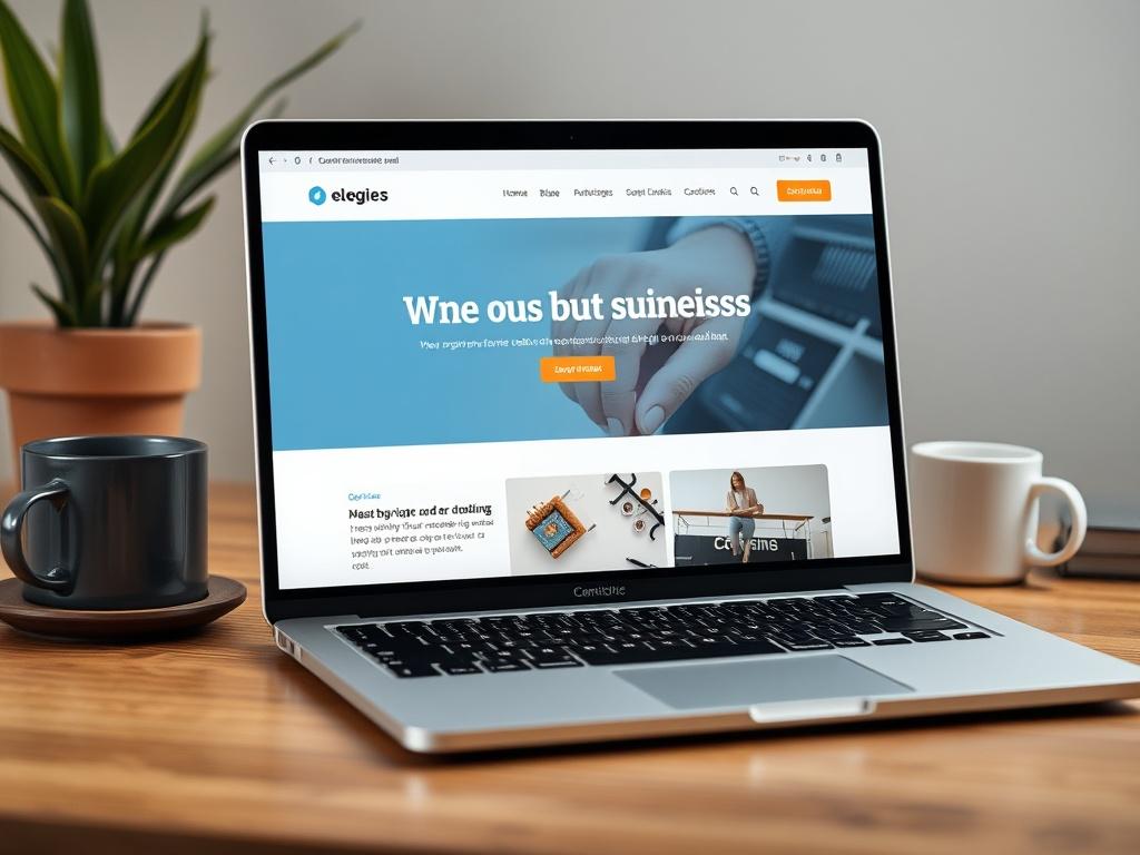 A close up shot of a custom business website displayed