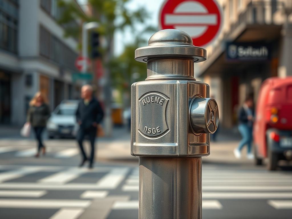 A close up shot of a fixed steel bollard installed
