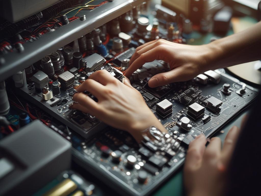 A close up of a desktop computer being repaired, with