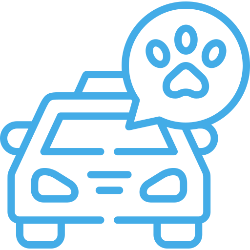 An icon of a taxi with a paw print