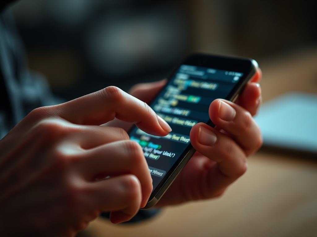 A hyper realistic close up shot of a mobile developer's