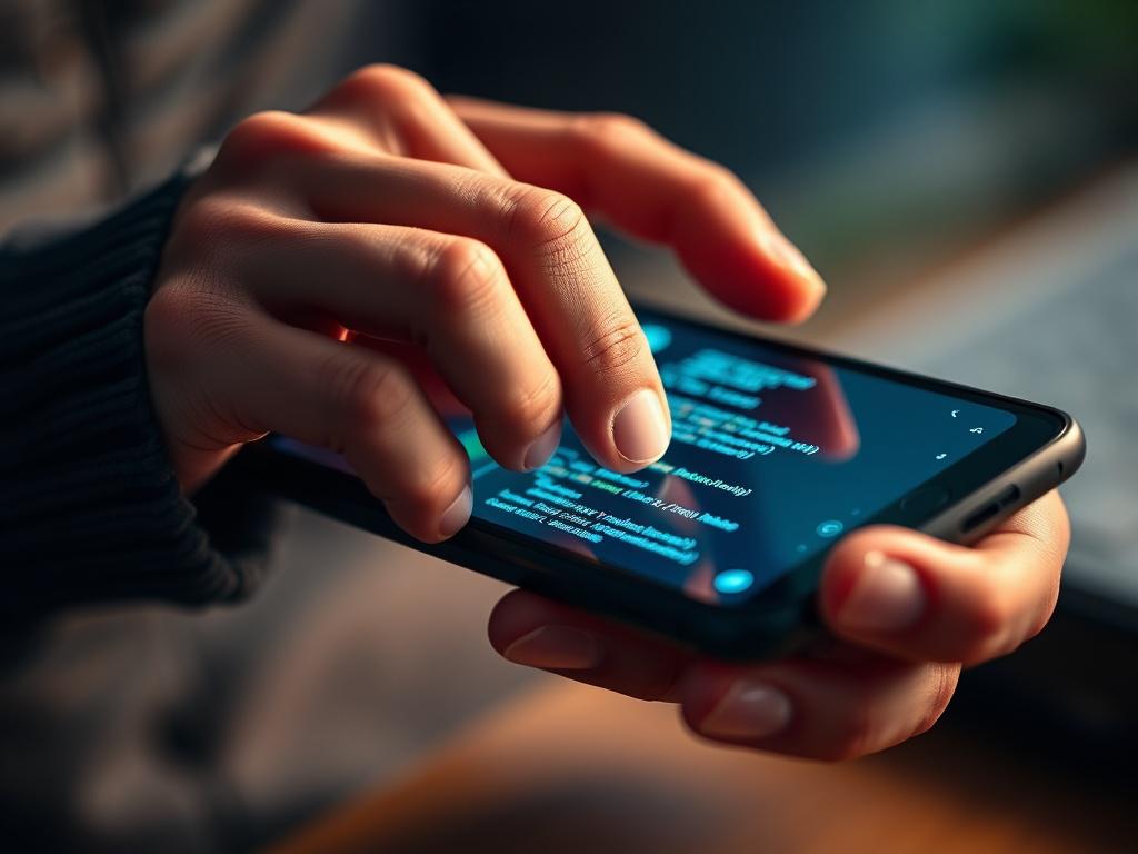 A hyper realistic close up shot of a developer's hands