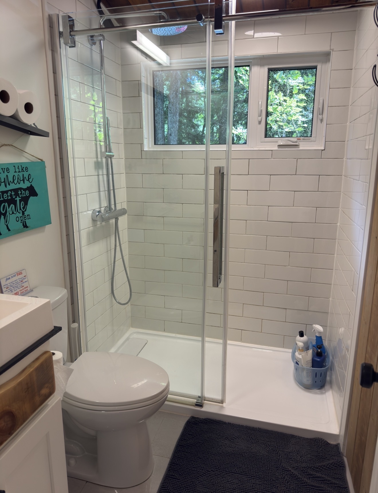 Clean and bright bathroom with shower
