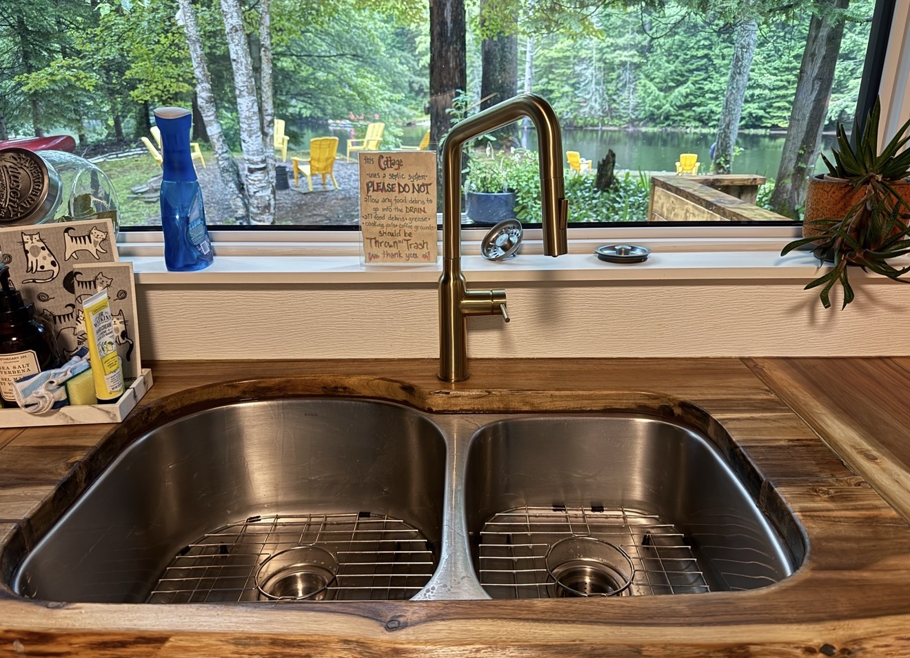 Beautiful double sink with lake view