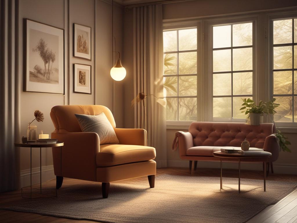 Create a realistic high resolution of a warm, inviting room