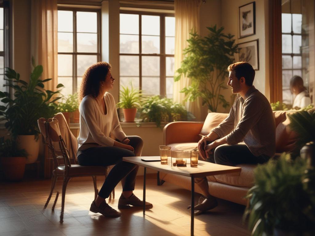 A serene and cozy coaching session in a warm toned