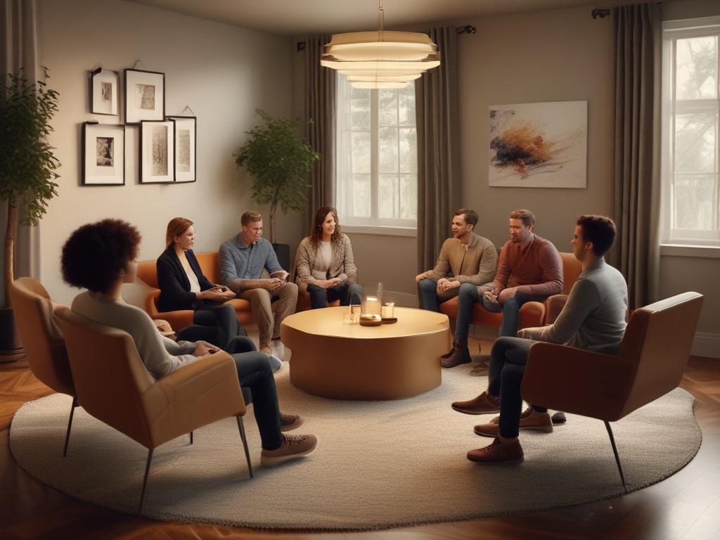 A warm and inviting group coaching session in a cozy