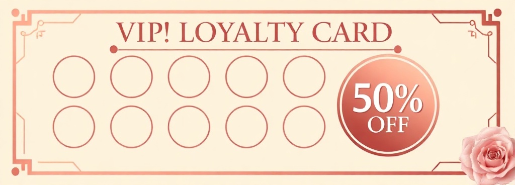 VIP Loyalty Card - 10 punch boxes with 50% OFF reward
