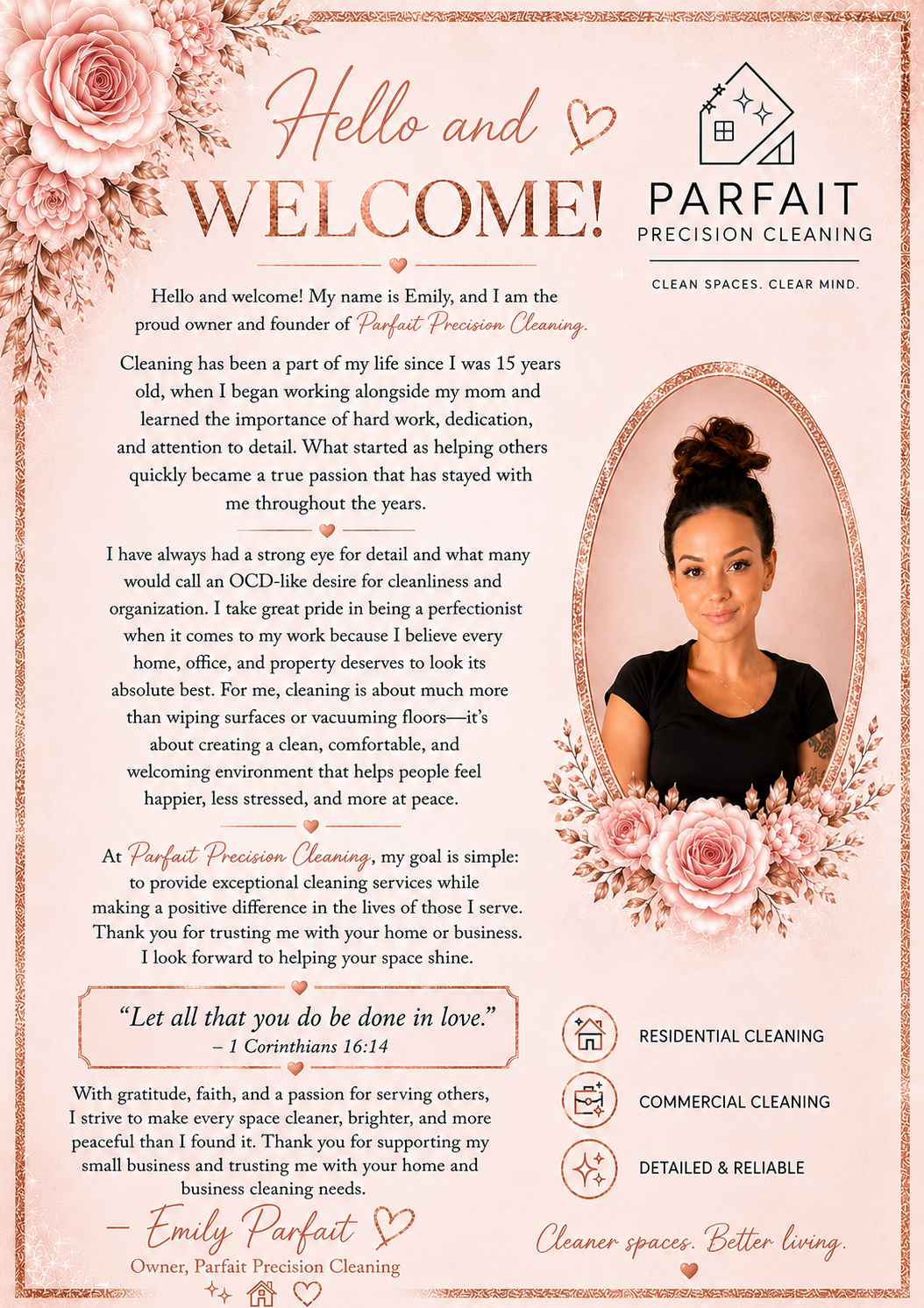 Emily Parfait - Owner and Founder of Parfait Precision Cleaning
