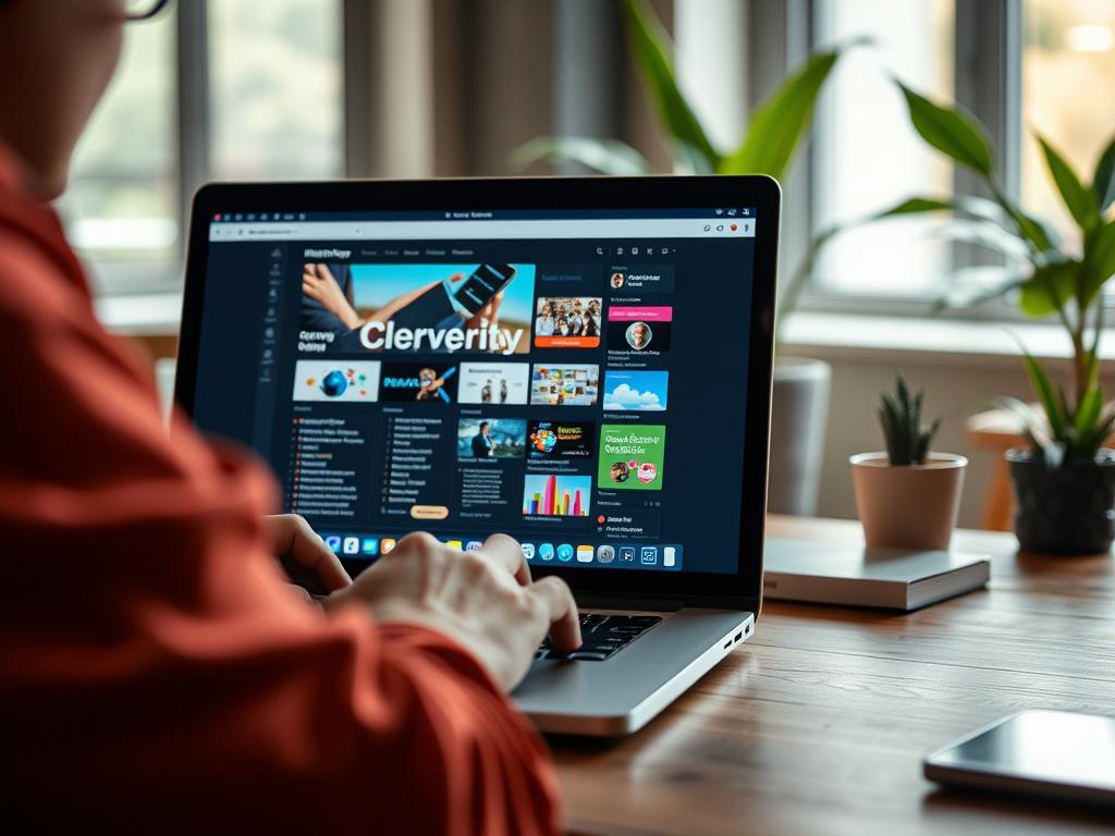 A close up shot of a person using a laptop