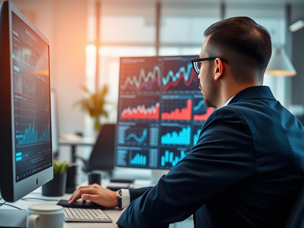 A close up shot of a business professional analyzing data