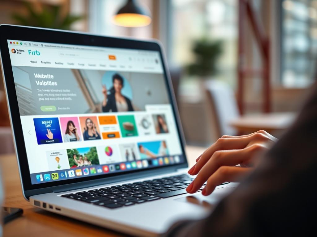 A close up shot of a person using a laptop,