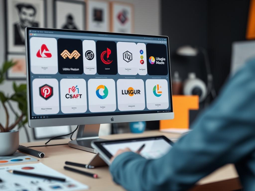 A close up shot of a designer's workspace, featuring a